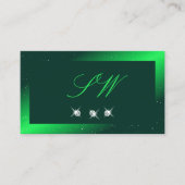 Shimmery Emerald Green Sparking Diamonds Monogram Visitekaartje (Voorkant)