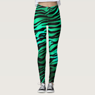 Shimmery Emerald Green Zebra/tijger Print Leggings
