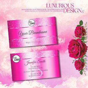 Shimmery Girly Pink Sparkly Glitter Logo Initialen Visitekaartje