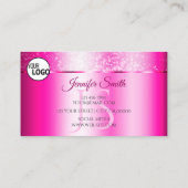 Shimmery Girly Pink Sparkly Glitter Logo Initialen Visitekaartje (Achterkant)