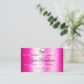 Shimmery Girly Pink Sparkly Glitter Logo Initialen Visitekaartje (Staand voorkant)