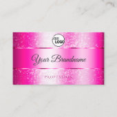 Shimmery Girly Pink Sparkly Glitter Logo Initialen Visitekaartje (Voorkant)