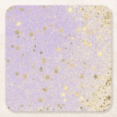 Shimmery Glittery Gold Stars op Lavender Kartonnen Onderzetters (Voorkant)