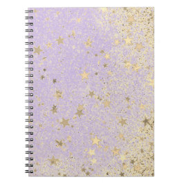 Shimmery Glittery Gold Stars op Lavender Notitieboek