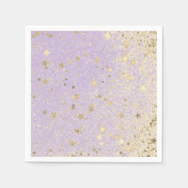 Shimmery Glittery Gold Stars op Lavender Servet