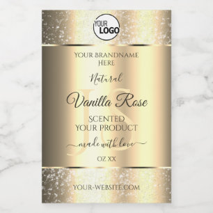 Shimmery Gold Glitter Initialen Product Labels Log Voedselcontainer Etiket