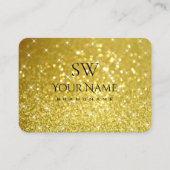 Shimmery Gold Glitter Mousserende Sterren en Monog Visitekaartje (Voorkant)