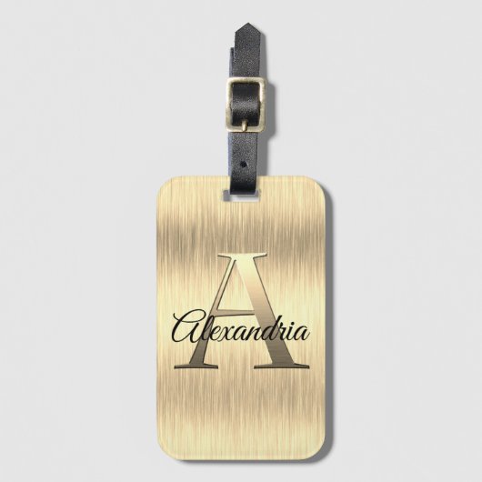 Shimmery Gold Monogram Bagagelabel (Voorkant (verticaal))