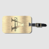 Shimmery Gold Monogram Bagagelabel (Voorkant (horizontaal))
