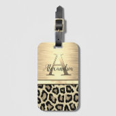 Shimmery Gold Monogram Leopard Bagagelabel (Voorkant (verticaal))