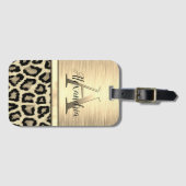 Shimmery Gold Monogram Leopard Bagagelabel (Voorkant (horizontaal))