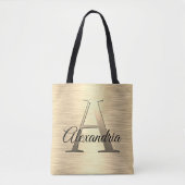 Shimmery Gold Monogram Tote Bag (Voorkant)