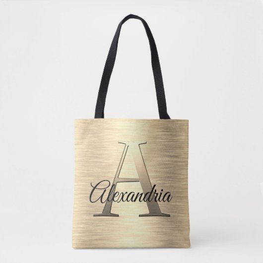 Shimmery Gold Monogram Tote Bag (Voorkant)