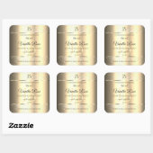 Shimmery Gold Soft Glitter-Initialen Productlabels Vierkante Sticker (Vel)