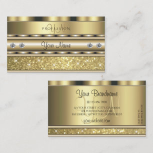 Shimmery Gold Sparking Glitter Monogram Luxury Visitekaartje