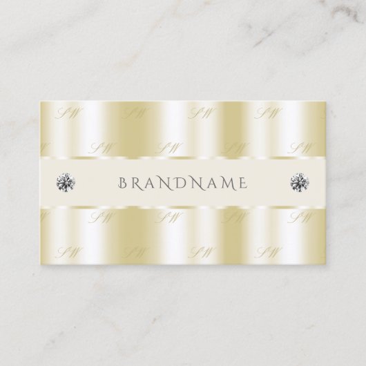 Shimmery Gold Sparkle Diamonds-Initialen Visitekaartje (Voorkant)