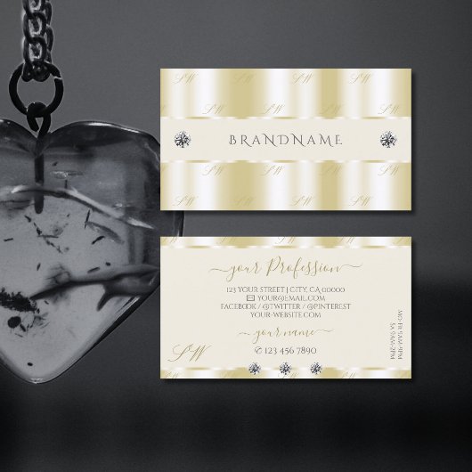 Shimmery Gold Sparkle Diamonds-Initialen Visitekaartje