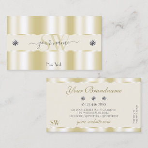 Shimmery Gold Sparkle Diamonds-monogram Luxurieach Visitekaartje