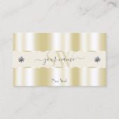 Shimmery Gold Sparkle Diamonds-monogram Luxurieach Visitekaartje (Voorkant)