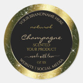 Shimmery Gold Sparkle Glitter Lijst Productlabel Ronde Sticker (Voorkant)