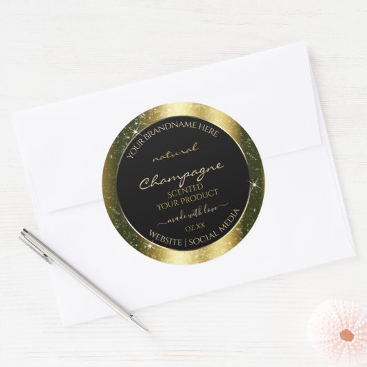Shimmery Gold Sparkle Glitter Lijst Productlabel Ronde Sticker (Envelop)