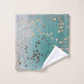 Shimmery Gold Stars op Blauwgroen Bad Handdoek (Wasdoekje)