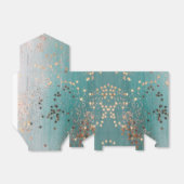 Shimmery Gold Stars op Blauwgroen Bedankdoosjes (Uitgevouwen)