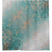 Shimmery Gold Stars op Blauwgroen  Douchegordijn (Voorkant)