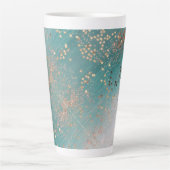 Shimmery Gold Stars op Blauwgroen  Latte Mok (Voorkant)