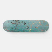 Shimmery Gold Stars op Blauwgroen Persoonlijk Skateboard (Horizontaal)