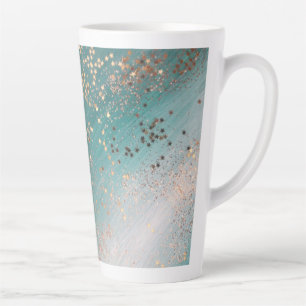Shimmery gold sterren op blauwgroen latte mok