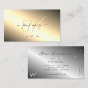Shimmery Golden Silver Initialen met mousserende d Visitekaartje