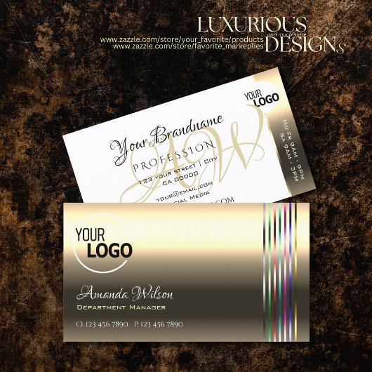 Shimmery Golden White Kleurrijke Strepen toevoegen Visitekaartje