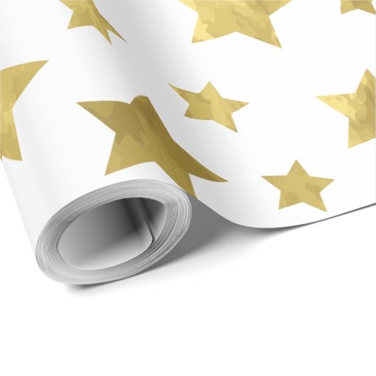 Shimmery Goldstars Golden Star Pattern Cadeaupapier (Rol Hoek)