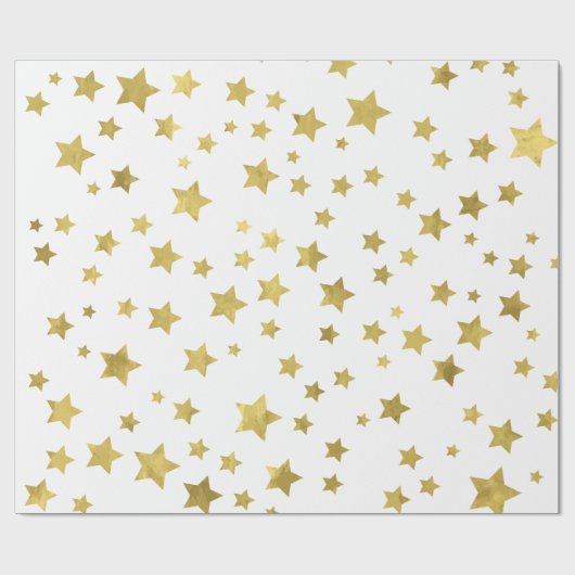 Shimmery Goldstars Golden Star Pattern Cadeaupapier (Vlak)