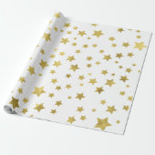 Shimmery Goldstars Golden Star Pattern Cadeaupapier (Uitgerold)