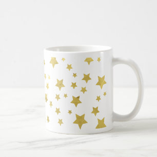 Shimmery Goldstars Golden Star Pattern Koffiemok