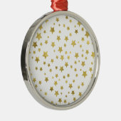 Shimmery Goldstars Golden Star Pattern Metalen Ornament (Rechts)