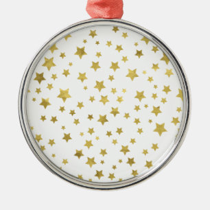 Shimmery Goldstars Golden Star Pattern Metalen Ornament