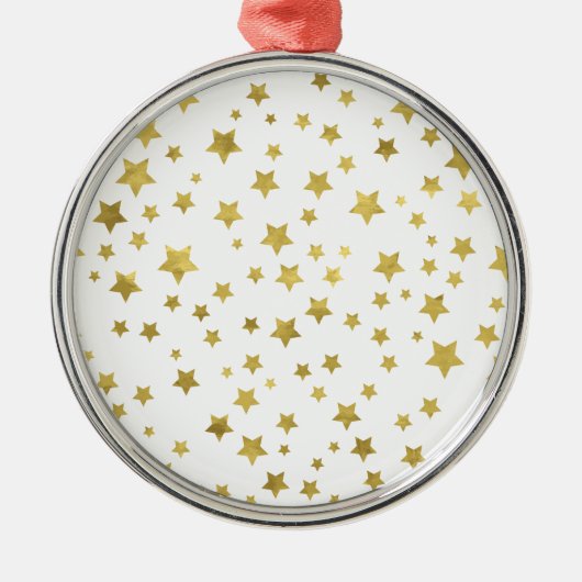 Shimmery Goldstars Golden Star Pattern Metalen Ornament (Voorkant)