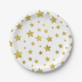 Shimmery Goldstars Golden Star Pattern Papieren Bordje (Voorkant)