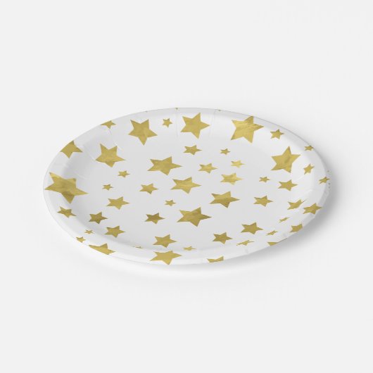 Shimmery Goldstars Golden Star Pattern Papieren Bordje (Gekanteld)