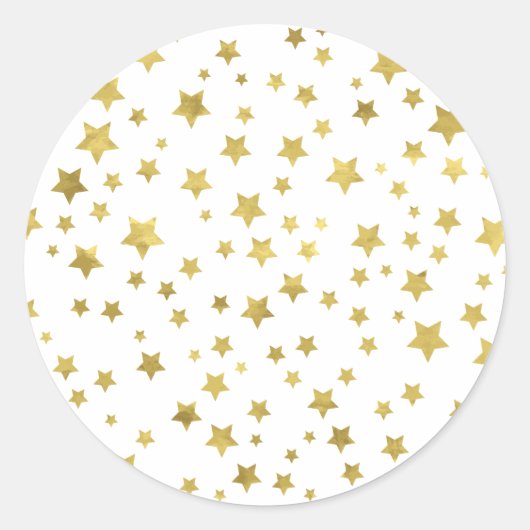 Shimmery Goldstars Golden Star Pattern Ronde Sticker (Voorkant)