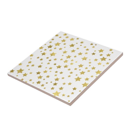 Shimmery Goldstars Golden Star Pattern Tegeltje (Zijkant)