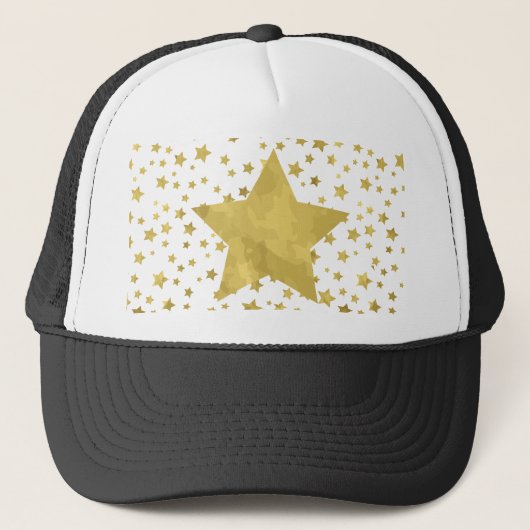 Shimmery Goldstars Golden Star Pattern Trucker Pet (Voorkant)