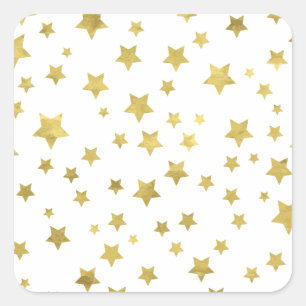 Shimmery Goldstars Golden Star Pattern Vierkante Sticker