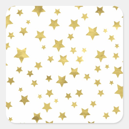 Shimmery Goldstars Golden Star Pattern Vierkante Sticker (Voorkant)
