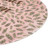 Shimmery gouden bladeren op roze hout gepersonalis snijplank (Hoek)