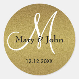 Shimmery Gouden Bruiloft Monogram Afdichtingen Ronde Sticker