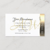 Shimmery Gouden Wit Kleurrijke Strepen Monogram Visitekaartje (Achterkant)